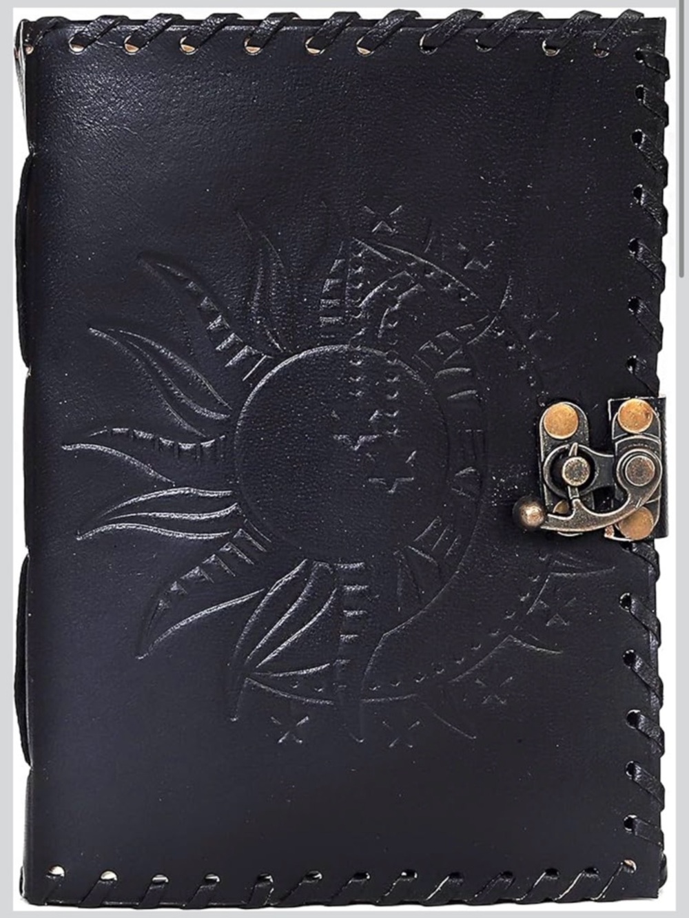 NWT Genuine Leather Sun Moon Celestial Journal 5x7 Handmade Gothic Notebook - Picture 3 of 16